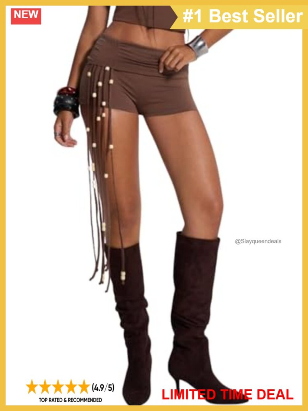 Fringe Micro Shorts Fold Over Low Rise Boho Mini Concert Festival